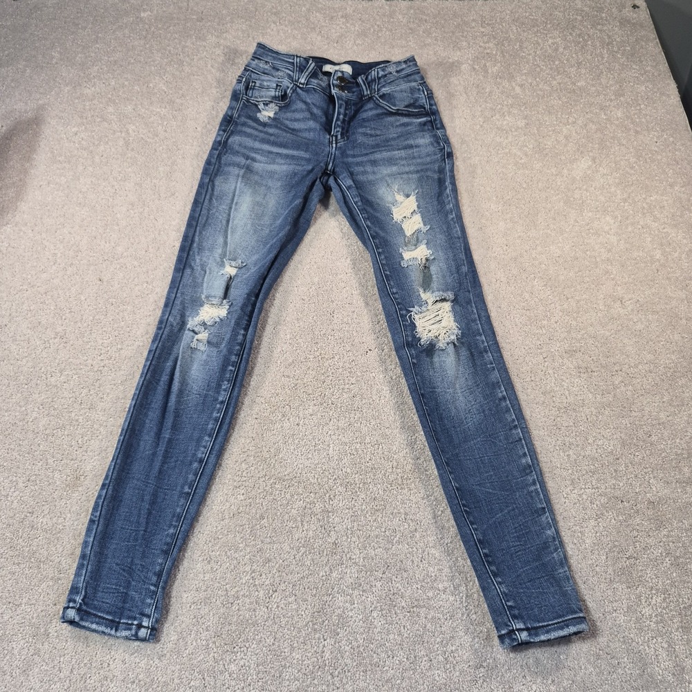 Kancan Mid- rise skinny ankle Estilo Style Women's 25 waist Jeans Distressed